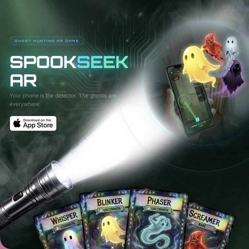 SpookSeek AR ghost hunting game on a phone