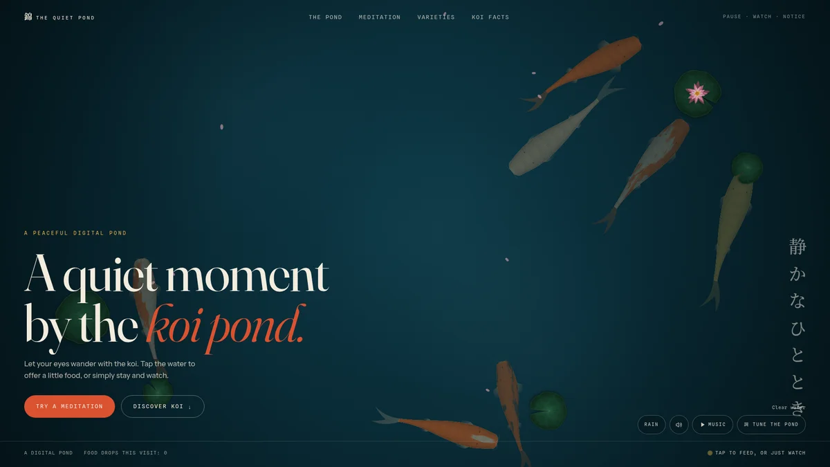 The Quiet Pond application screenshot