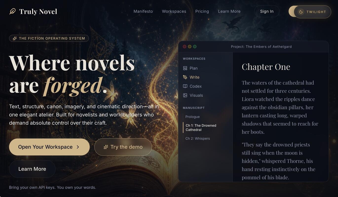 Truly Novel application screenshot